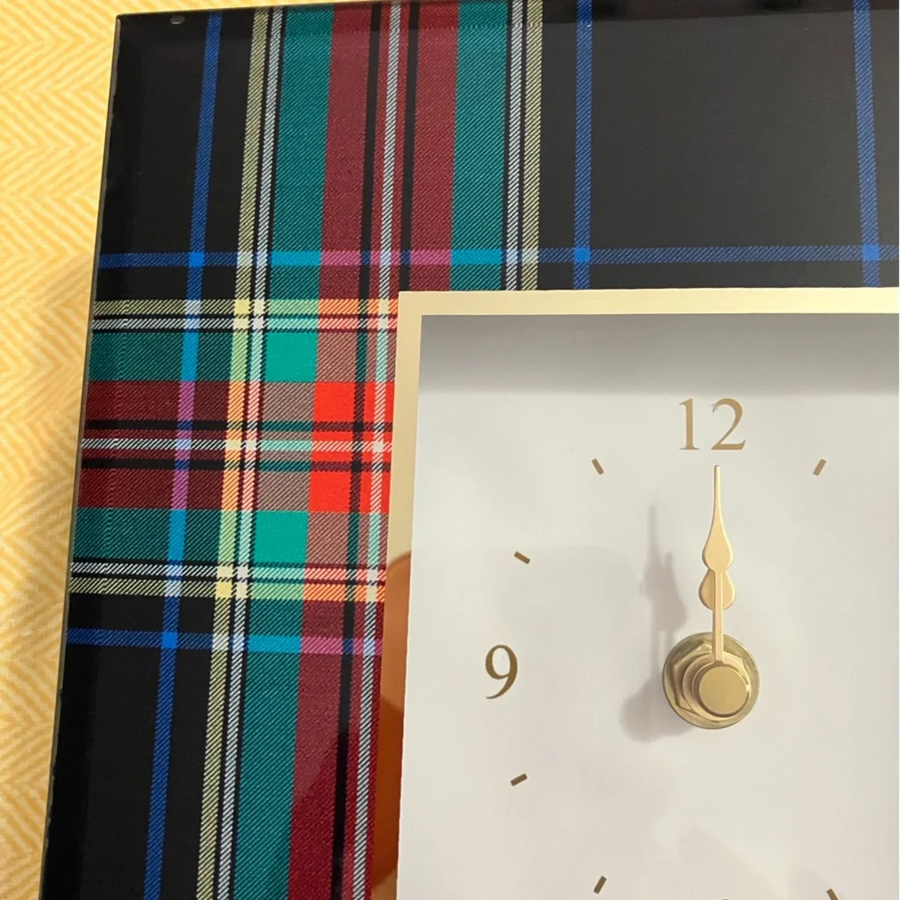 MacKenzie-Childs Tartan Carriage Clock in Red, Teal, Navy, and Black